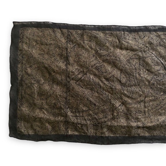 Vintage Avon Black Gold Filigree Sheer Scarf Boho Bohemian Retro - Picture 5 of 5